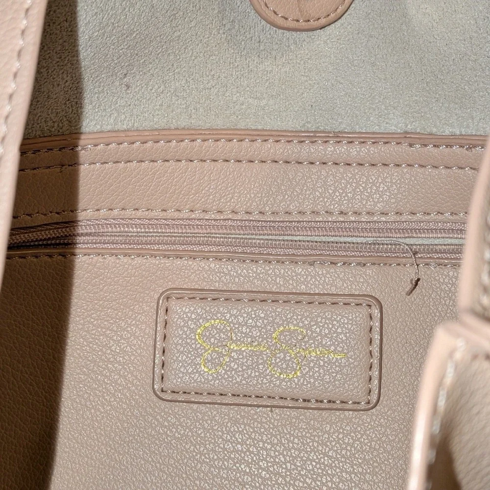 Jessica Simpson Blush Pink Chain Whipstitch Tote Bag Large Faux‎ Leather